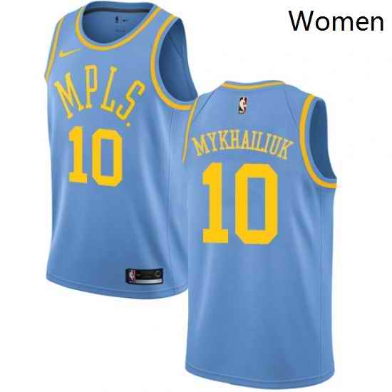 Womens Nike Los Angeles Lakers 10 Sviatoslav Mykhailiuk Swingman Blue Hardwood Classics NBA Jersey